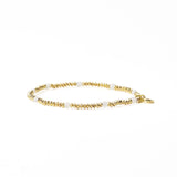 Ink + Alloy - Ashley Small Brass and Crystal Stretch Bracelet - White