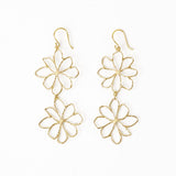 Ink + Alloy - Farrah Double Flower Drop Earrings - Ivory