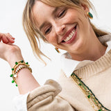 Ink + Alloy - Kate Stretch Bracelet with Round and Crystal Shaped Beads - Gold