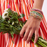 Ink + Alloy - Louise Crystal Gold Stretch Bracelet - Hot Pink