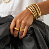 Ink + Alloy - Lucille Round Bead Stretch Brass Bracelet - Gold