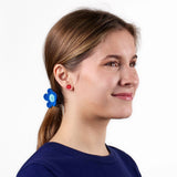 Ink + Alloy - Tina Flower Earrings Trio Set - Aqua, Tomato + White
