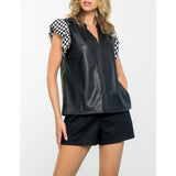 THML - Mixed Media Leather Top - Black
