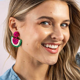 Ink + Alloy - Josephine Watermelon Raffia Drop Earrings - Hot Pink