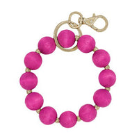 Wood Beads Key Chain - Fuchsia