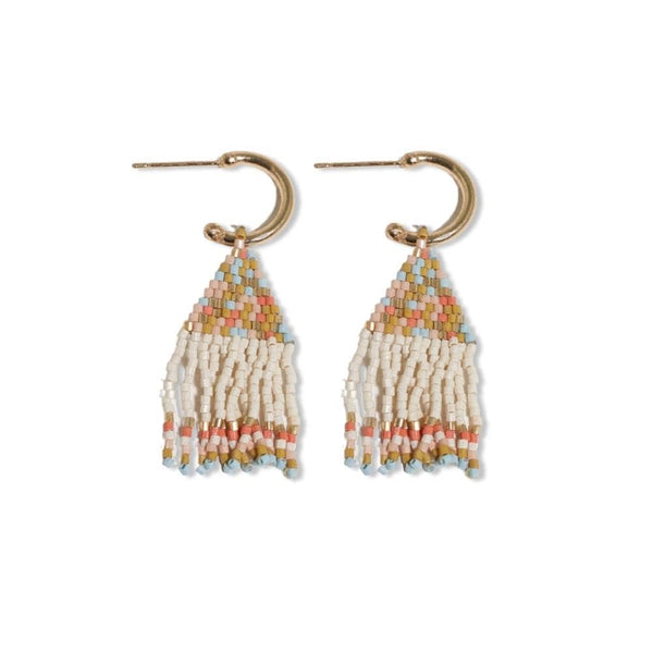 Ink + Alloy - Leta Mini Gold Hoop Confetti Stripe Earrings - Amalfi