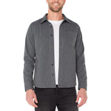 Liverpool - Men's Knit L/S Buttone Up Shirt - Grey Herringbone