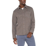 Liverpool - Knit Long Sleeve Button Up Shirt - Taupe Blue