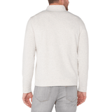 Liverpool - Men's Mock Neck Button Placket Pullover -Ivory/Gray/ Multi