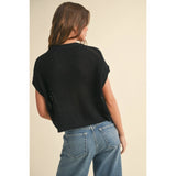 Miou Muse - Dolman Sleeve Knitted Top - Black