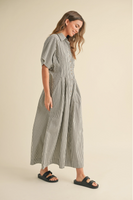 Miou Muse - Striped Buttondown Dress Shirt - Black Stripe