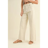 Miou Muse - Straight Wide Leg Pants - Washed Beige