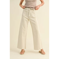 Miou Muse - Straight Wide Leg Pants - Washed Beige