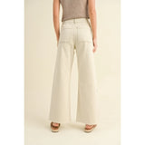 Miou Muse - Straight Wide Leg Pants - Washed Beige