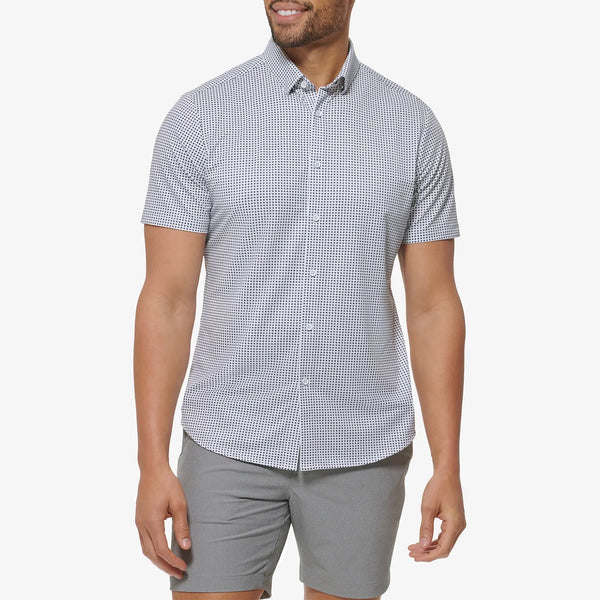 Mizzen + Main - Halyard Short Sleeve Shirt - Blue Geo Twill