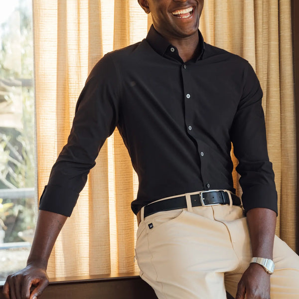 Mizzen+Main Men's Leeward Dress Shirt, XL / Black Solid Mizzen+Main Men's Leeward Dress Shirt, XL / Black Solid