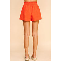 Pinch - High Waist Woven Shorts - Coral