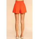 Pinch - High Waist Woven Shorts - Coral