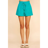 Pinch - High Waist Woven Shorts - Teal