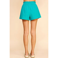 Pinch - High Waist Woven Shorts - Teal