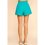 Pinch - High Waist Woven Shorts - Teal