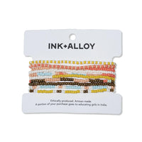Ink + Alloy - Sage Mixed Patterns 10 Strand Stretch Bracelet Set - Amalfi