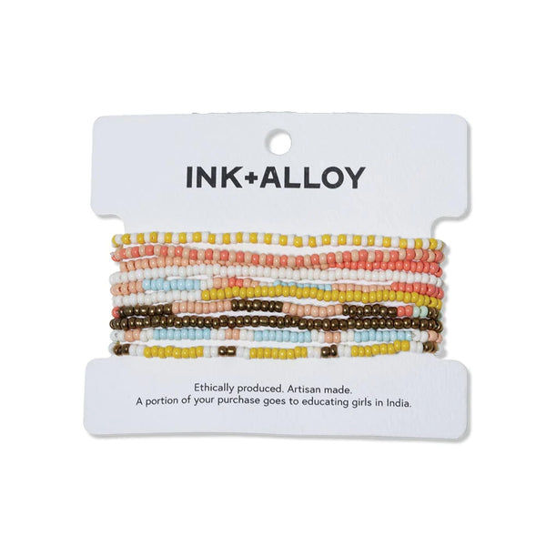 Ink + Alloy - Sage Mixed Patterns 10 Strand Stretch Bracelet Set - Amalfi