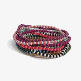 Ink + Alloy - Sage Confetti Beaded 10 Strand Stretch Bracelets - Two Tone