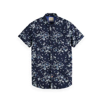 Scotch & Soda - Printed Short Sleeve Poplin Shirt - Blue Fireworks