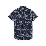 Scotch & Soda - Printed Short Sleeve Poplin Shirt - Blue Fireworks
