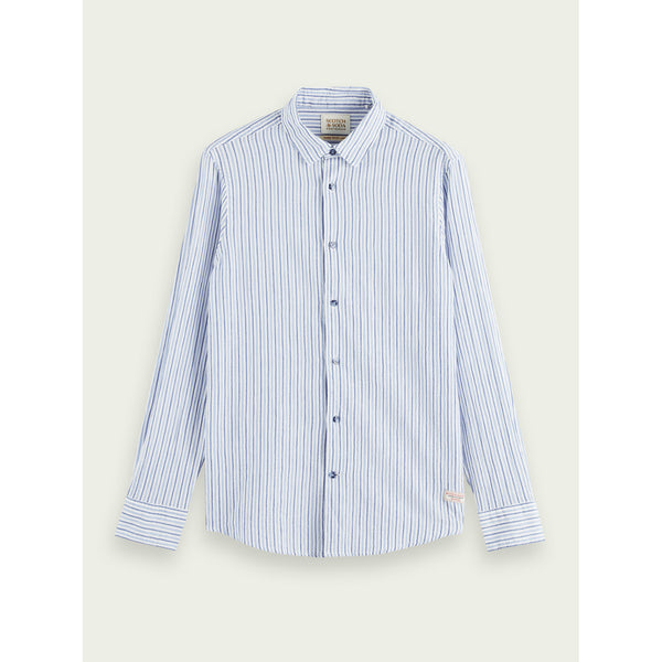 Scotch & Soda - Regular Fit Striped Organic Cotton Shirt - Blue/Multi