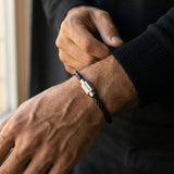 Steel & Barnett - Leather Bracelet Luke Landon - Black/Silver