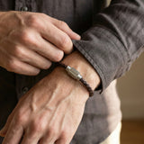 Steel & Barnett - Leather Bracelet Luke Landon - Brown/Silver