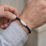 Steel & Barnett - Leather Bracelet Luke Landon - Jeans Blue