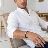Steel & Barnett - Leather Bracelet Archie - Jeans Blue