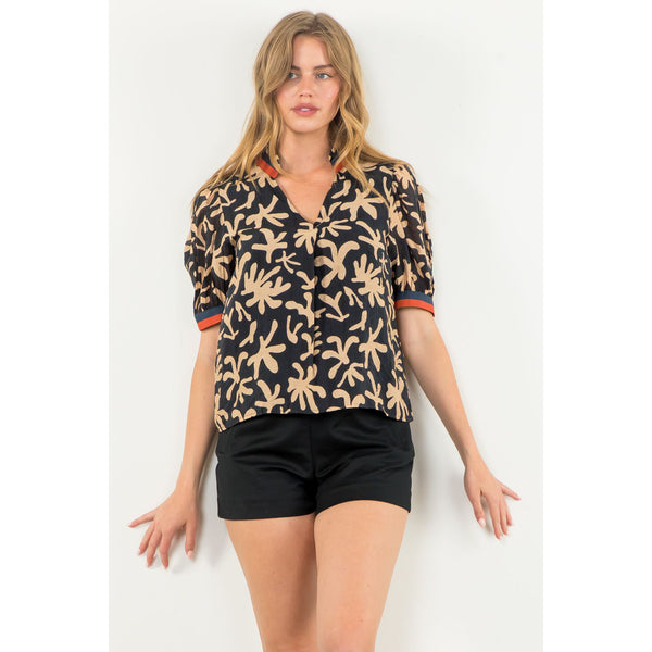 THML - Short Sleeve Print Top - Black