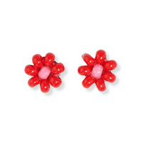 Ink + Alloy - Tina Two Color Beaded Post Earrings - Tomato Red