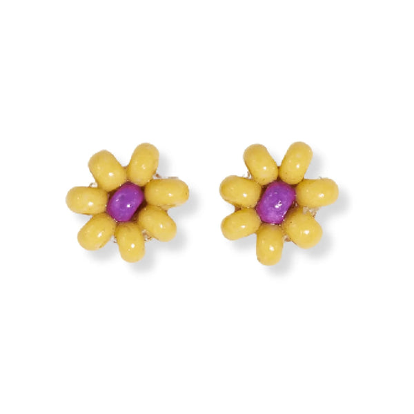 Ink + Alloy - Tina Two Color Beaded Post Earrings - Yellow