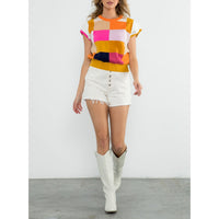 THML - Multi Color Checkered Top - Mustard