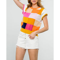 THML - Multi Color Checkered Top - Mustard