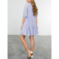 THML - Short Sleeve Gingham Dress - Purple