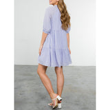 THML - Short Sleeve Gingham Dress - Purple