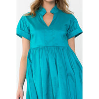 THML - Short Sleeve Iridescent Dress - Aqua