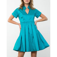THML - Short Sleeve Iridescent Dress - Aqua