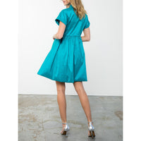 THML - Short Sleeve Iridescent Dress - Aqua