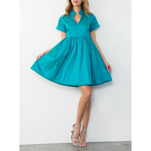 THML - Short Sleeve Iridescent Dress - Aqua
