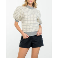 THML - Balloon Sleeve Knit Top - Cream