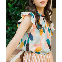 THML - Multi color flutter blouse - Mint