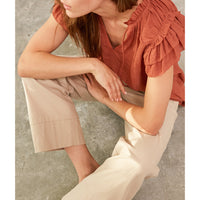 Grade & Gather - Ruffle Sleeve Blouse - Red Clay