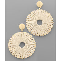 Suede Wrapped Circle Earrings - Ivory